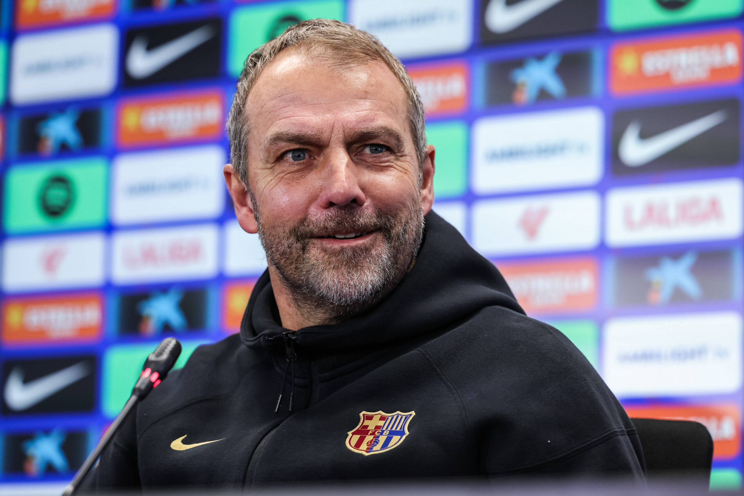 January 17, 2025, Sant Joan Despi, Barcelona, SPAIN: Hansi Flick, head coach of FC Barcelona, Barca attends his press conference / IMAGO / ZUMA Press Wire