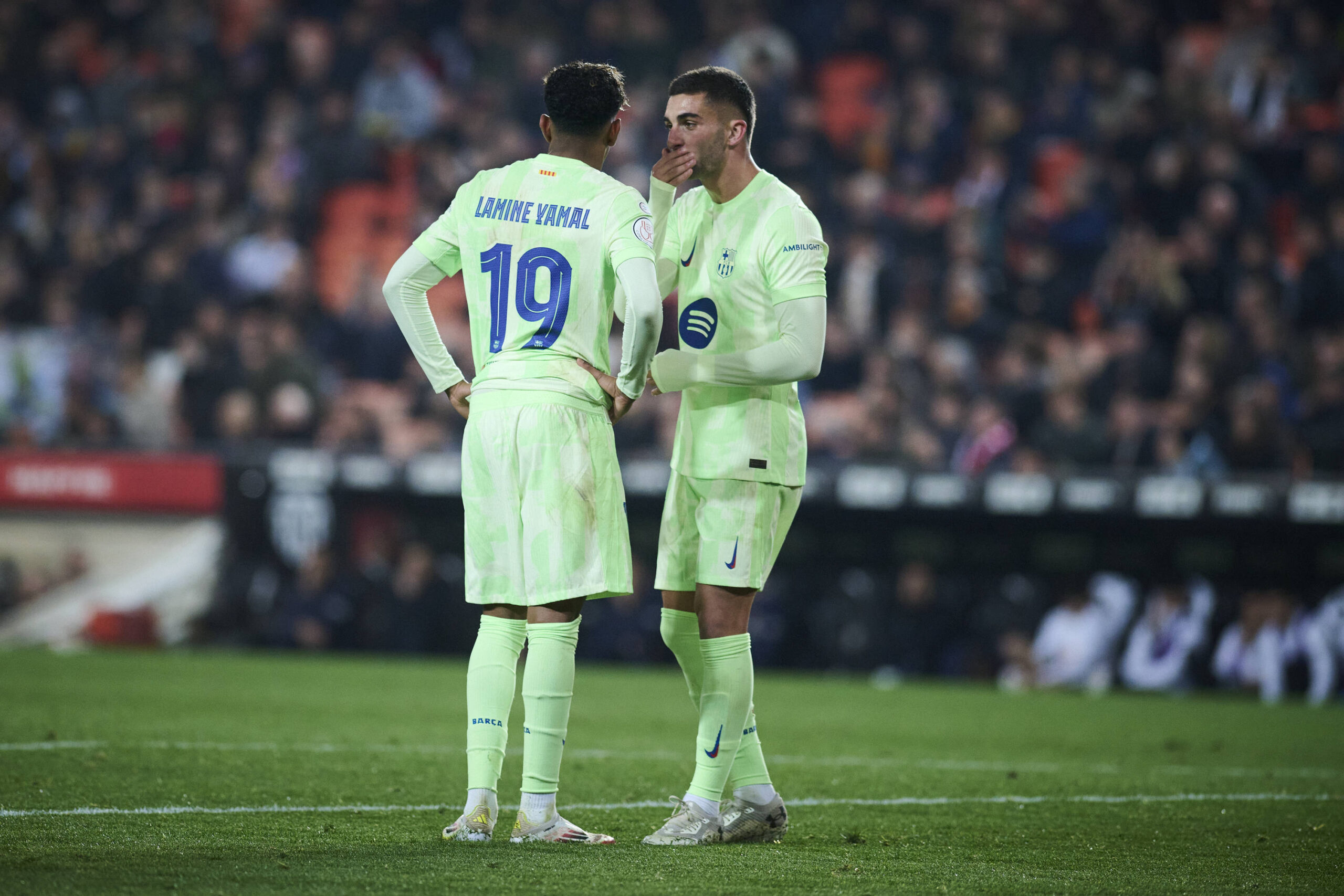 FOOTBALL : Valence CF v FC Barcelone - Copa del Rey - 06/02/2025 FC Barcelona, Barca s Lamine Yamal l and Ferran Torres r during Spanish Kings Cup / IMAGO / PsnewZ