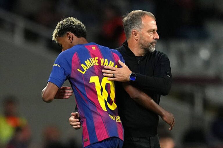 Hansi Flick and lamine yamal